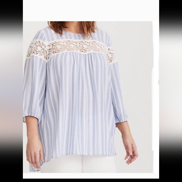TORRID blue/white lace blouse 2XL - Picture 1 of 10